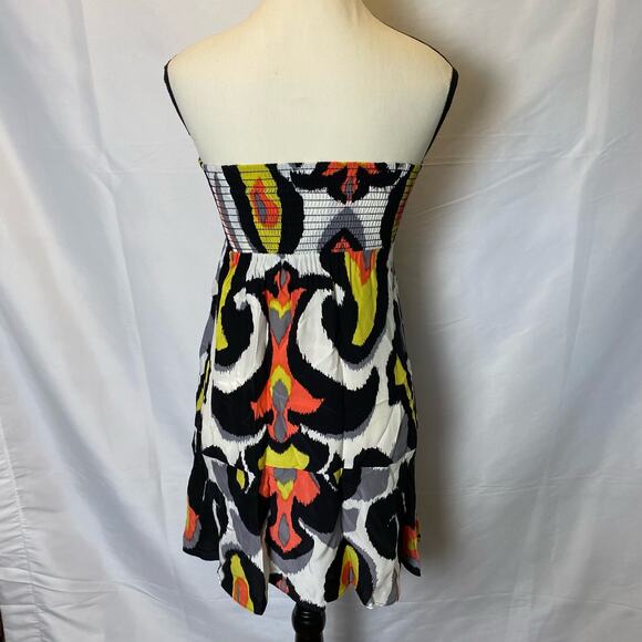 Alice & Trixie Silk Strapless Retro Print Smocked Mini Dress Size Small Womens - Picture 5 of 11